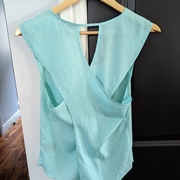 Mint Green Sheer Sleeveless Blouse - Picture 2 of 5